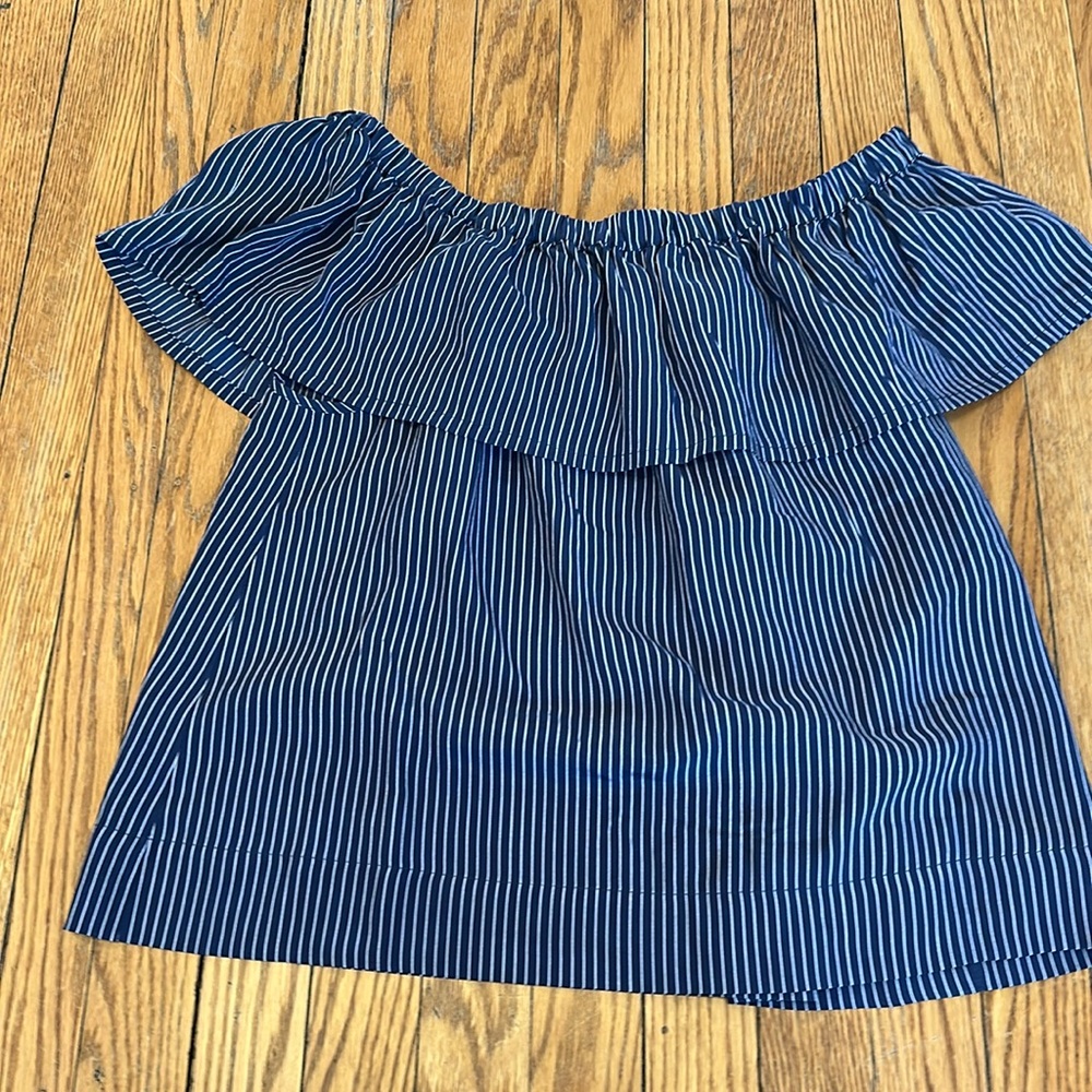 NWT Madewell Navy Stripped Off the Shoulder Top